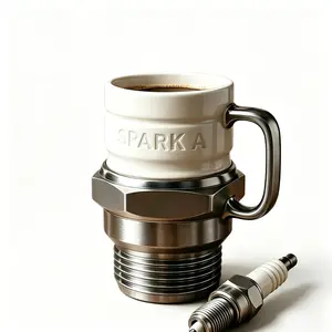 Spark Plug Ceramic Mug, Coffee Travel Mug, Automotive Theme Coffee Cup For Car Enthusiasts, Mechanics And Garage Lovers, Unique Christmas Gift For Auto Fans, Funny Gift Mug