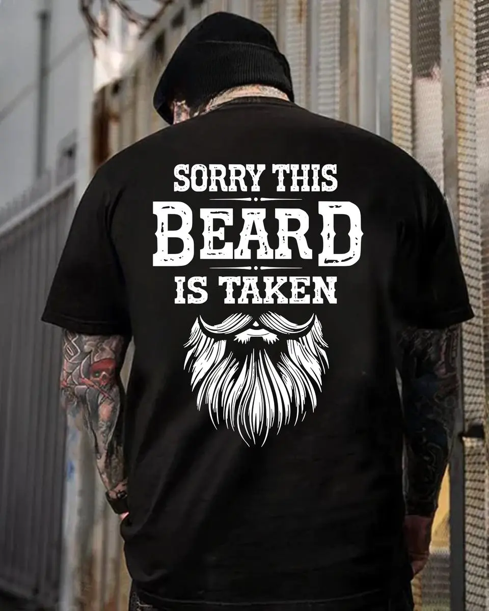 Menswear Casual T-Shirt with Funny Pretty Huge Beard Graphic Print, Gift for Beard Enthusiasts, Men's Sportswear