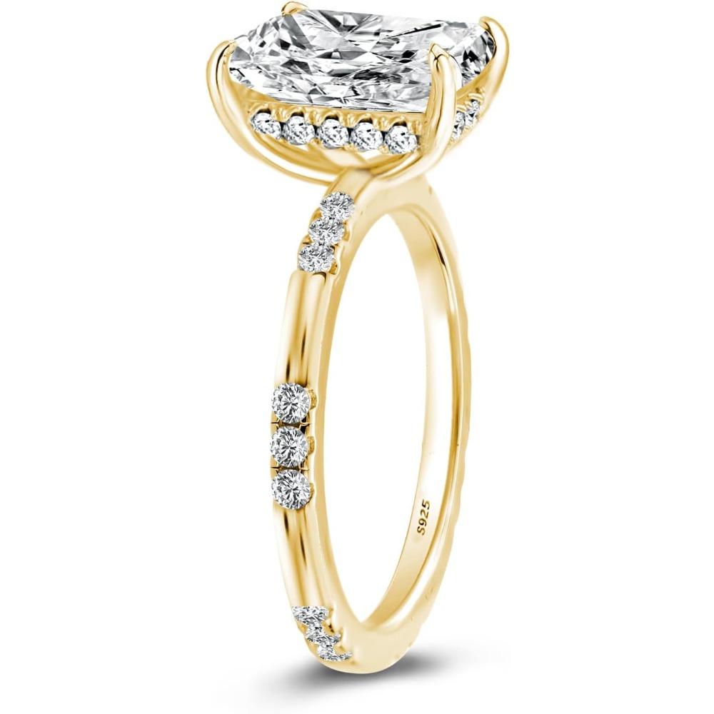 1PC S925 Silver 7x9mm 3.0CT Big Solitaire Ring Lab Moissanite D-VVS1 Excellent Cut High End Elegant Luxury Valentine Engagement Gift