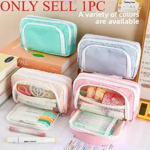 Japanese Large Capacity Slim Pencil Bag Ins  Girls Teens Primary Middle High School Students Stationery Storage School Supplies