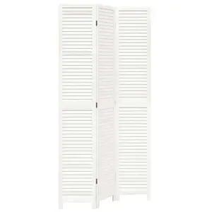 vidaXL Room Divider 3 Panels, Privacy Screen, Room Separator for Bedroom Office, Foldable Room Partition, White Solid Wood Paulownia 358832