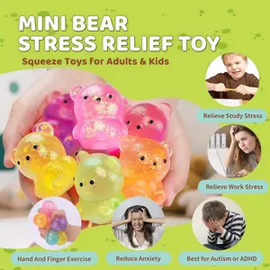 1-Pack Bear-Shaped Maltose Squishy Sensory Fidget Toy, Squeezable Toy - Stress Relief Soft Toy for Adults & Kids, Funny Prank Toy Ideal for Party Favors
