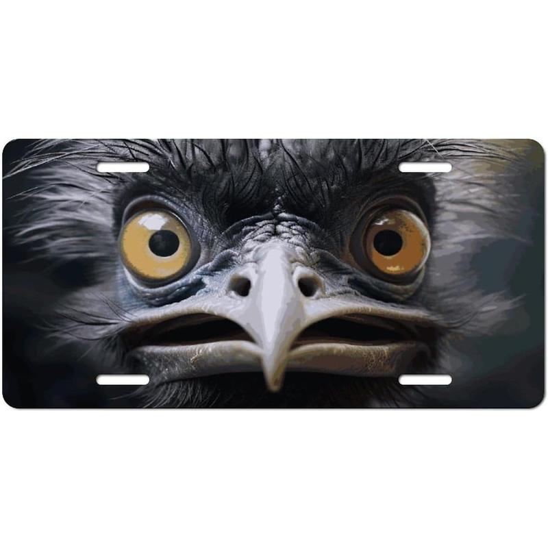 Emu License Plate Frames for Women Universal Aluminum Us Car Tag Frame 6x12 Inches Rustproof Personalized License Plate Cover with 4 Holes