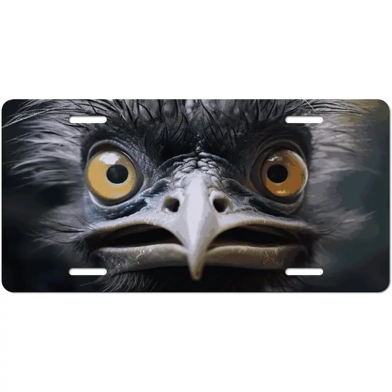 Emu License Plate Frames for Women Universal Aluminum Us Car Tag Frame 6x12 Inches Rustproof Personalized License Plate Cover with 4 Holes