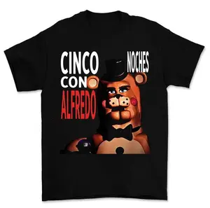 Cinco Noches Con Alfredo Graphic Tee Funny FNAF Inspired Shirt