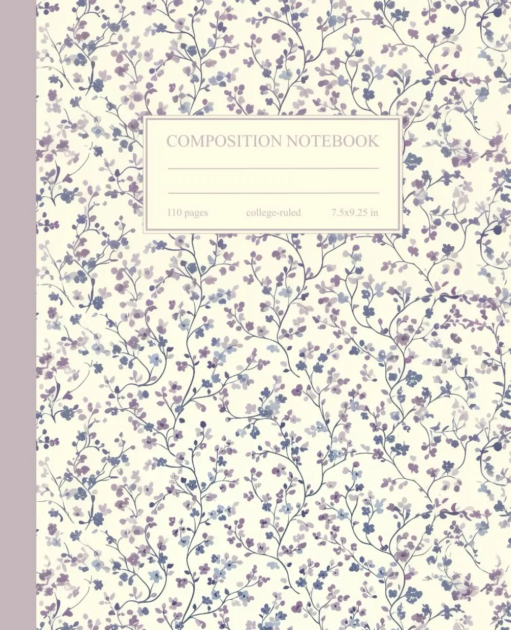 Composition Notebook College Ruled: Vintage Lilac & Blue Flowers Botanical Illustration | Floral Aesthetic Journal for School, College & Work
