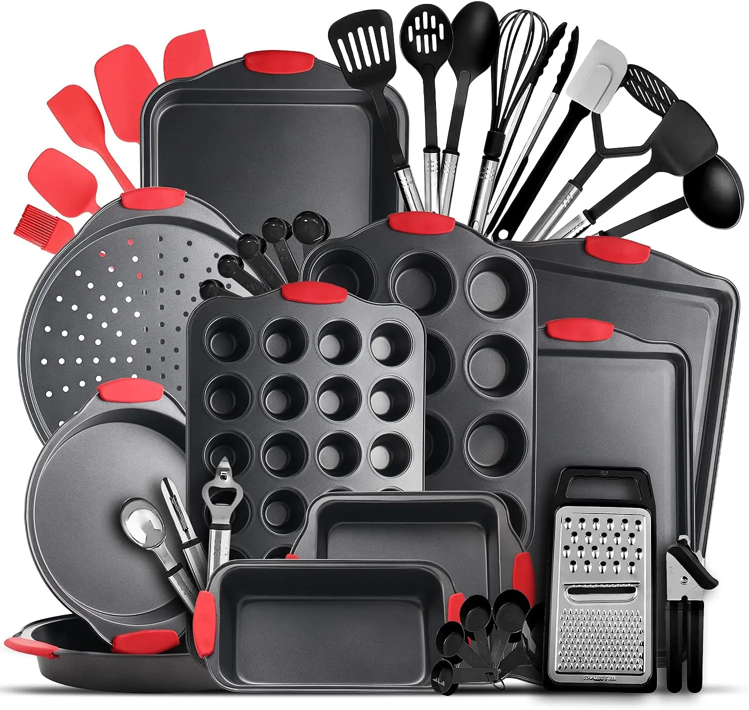Premium Baking Set - 39 Piece Nonstick Bakeware Set with Cookie Sheets, Steel Baking Sheets, Muffin Pan, Cake Pan & More