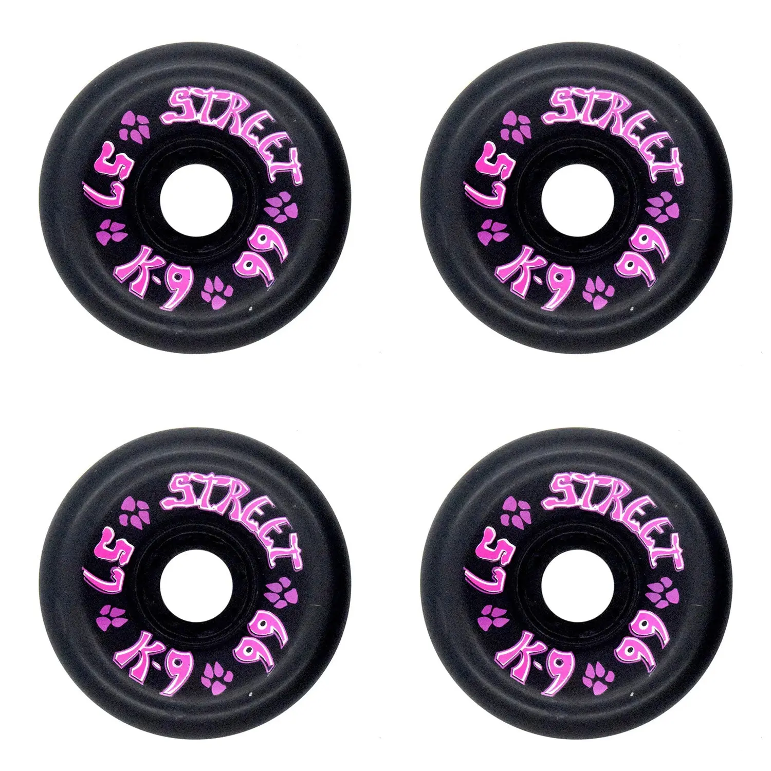 Dogtown Skateboard Wheels 57mm K-9 80's Street 99A Black Old School