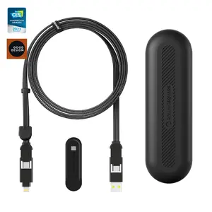 inCharge XL 2m / 6.6ft - 6in1 cable, 100W Fast-charging cable for iPhone, iPad, Android, Laptop, and More (Micro USB, Lightning, DUAL, USB-C devices)