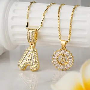 2 Count Initial Letter Pendant Necklaces with Zircon Stones for Women Golden Plated Adjustable 17''-19'' Chain Fashion Jewelry for Parties Birthdays Valentine's Day Gift