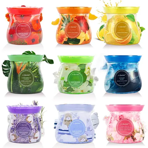 2 Pcs Odor Eliminator Gel Beads Air Freshener Crystal Bead Odor Neutralizing Gel for Home Bathrooms Cars Boats RVs Toilet Scented 14 Ounce Each 23 scents Chioce Cherry Blossom,  Apple Cinnamon, Carribean Green , Multiple Scents Choices Fragrance Aroma