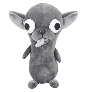 Funny Big Eyed Chihuahua Plush - Hilarious Dark Grey Chihuahua Stuffed Animal | Stress Relief Toy, Funny Desk Decor Gift for Kids & Adults (Black)