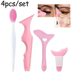 4-piece eyeliner template set, reusable silicone eyeliner tool, eyeliner eyebrow positioning aid, female makeup tool, suitable for beginners eye makeup aids, friendly female girl beauty accessories