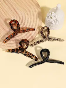 Leopard Print Hair Claw Set, Stylish Anti-Slip Cross Design, Perfect for Parties and Events, Women's Fashion Accessory