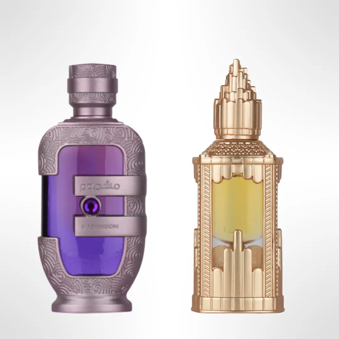 Lattafa Abraaj + Mashmoom Unisex 20ml Pure Oil Duo Pack - EDP, Deep Daily Wear Scent, Amber Vanilla Fragrance, Citrus Spicy Notes, Floral Jasmine Accents, Floral Woody Profile, Amber Floral Fragrance, Floral Woody Fragrance