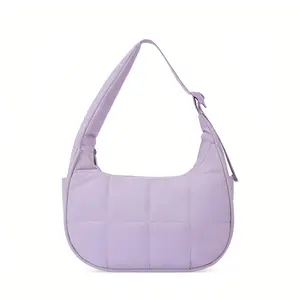 Women’s Quilted Nylon Crescent   with Adjustable Strap Cream Color for Travel Dating  Everyday Use Versatile  Stylish and Crossbody Clutch  Genuine Leather   Waterproof Shoulder  Classic Women's Tote  Puffer Crossbody  Flap Crossbody  multi-pocket bag