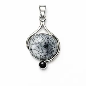 Dendritic Opal and Black Onyx Pendant