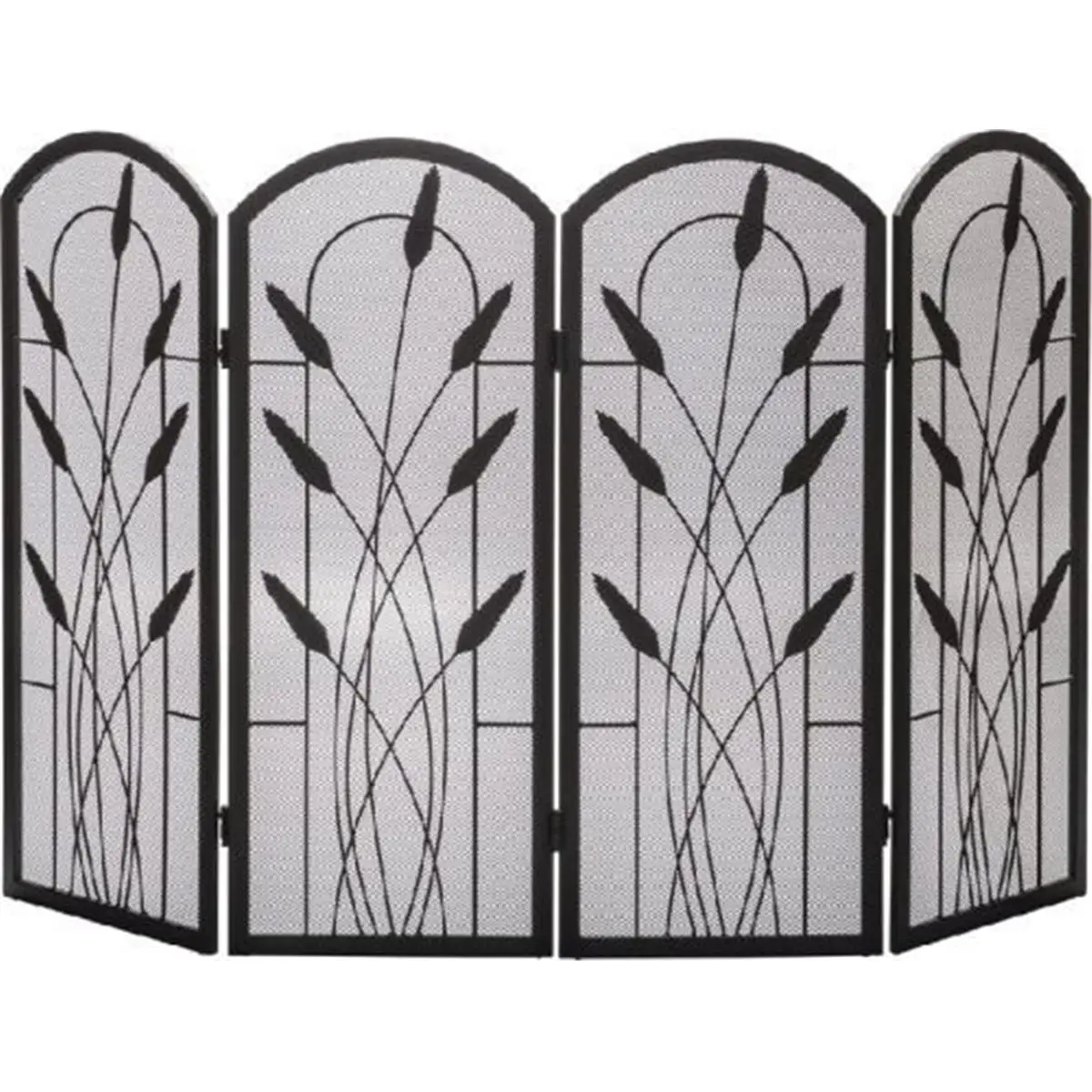 Cotton Tail Design 4-Panel Foldable Arched Spark Guard Fireplace Screen, 48x30 In Steel Frame Fireplace Door, Assembly Required, Arched Shape