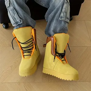 Hip -hop style 2025 New Big Toe Thick Bottom Elevator Wild Bread Boots Sports and Leisure High-Top Trendy Boots