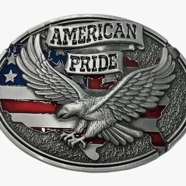 American Pride Large Belt Buckle Flag and Eagle Western Cowgirl Cowboy Unisex Eagle Veteran American Pride Western Patriotic Biker 1980s  main image 2