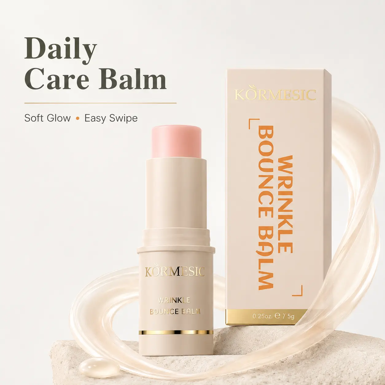 Anti  Wrinkle  Eye，Wrinkle Bounce Balm Stick, Peptide Face Balm with Oligopeptide-1, Camellia Seed Oil & Acetyl Hexapeptide-8, Moisturizing Dewy Glow Skincare, 0.26 oz