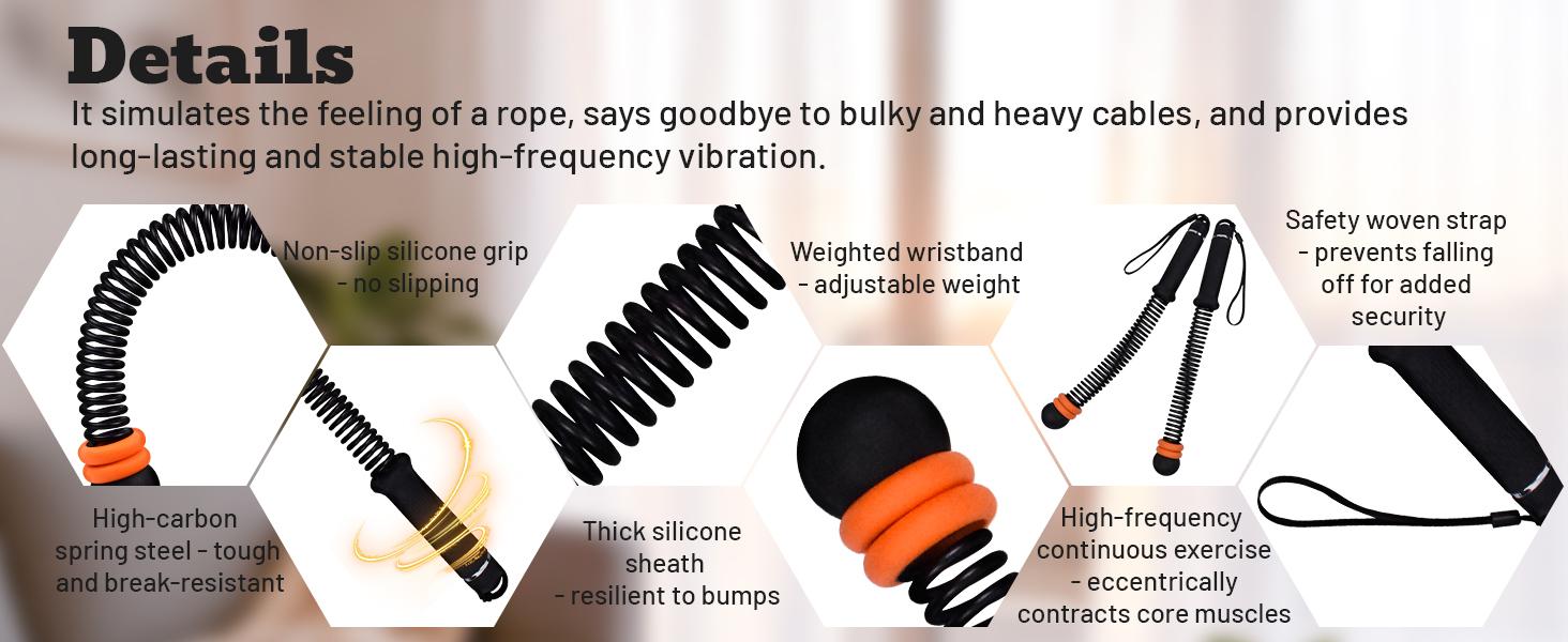 FINDAMAZE Cordless Battle Ropes for Home Gym - Cordless Training Rope ...