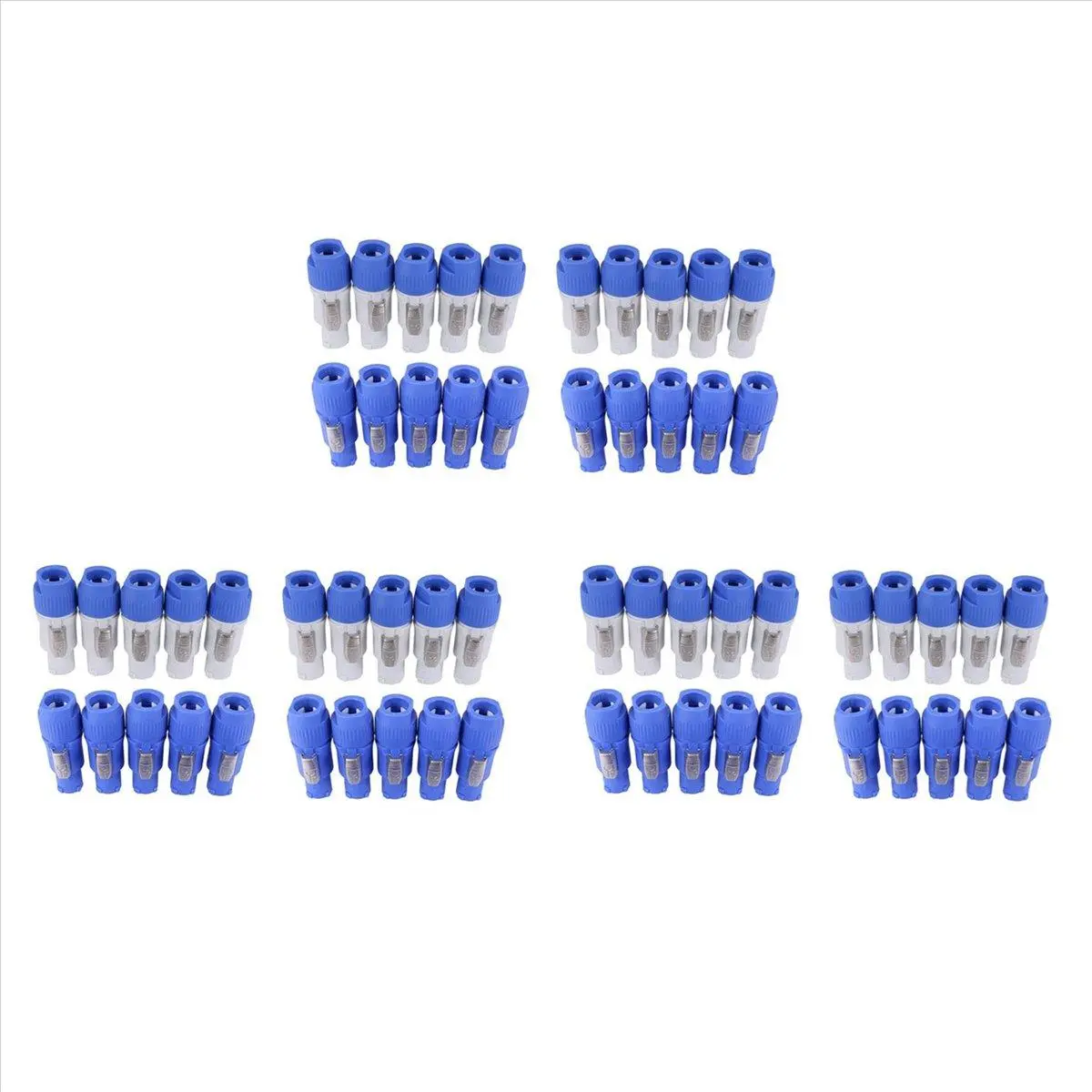 60-Pack Powercon-Type Connector Set - 3-Pin Plugs with Blue Power-In (NAC3FCA), Grey Power-Out (NAC3FCB), 20A 250V High Current Capacity for Pro Audio&Video, Stage Lighting, 60 X Adapter, Plastic Body, Male Plug, Adapter Set