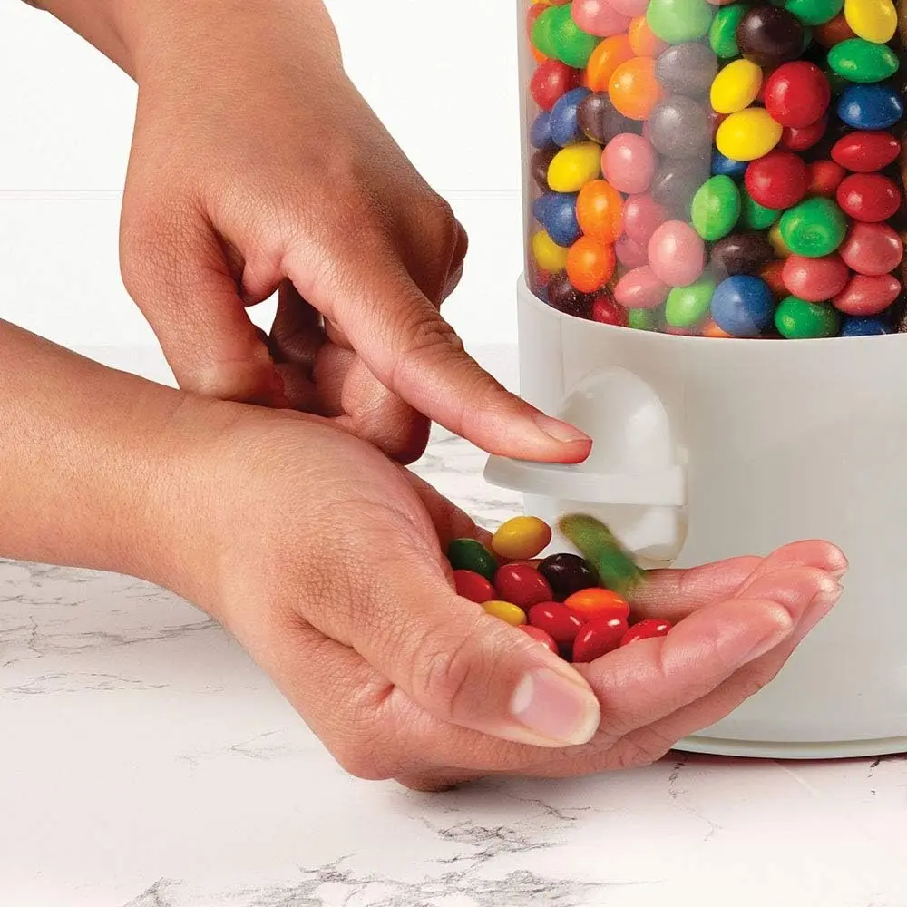 360 Degree Rotating Triple Candy Dispenser, Food Storage Jar, Snack Containers, Fun Snack and Nut Distributor, Stores Up to Three Different Snacks, Easy to Clean and Replenish, Kitchen Storage