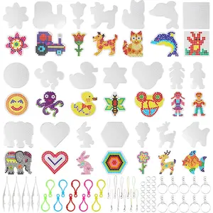 Fuse Beads Boards 21 count, Pegboards Plastic for DIY, Clear Plastic Melty Boards for 5 mm Craft Melting Beads