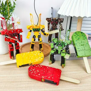2-in-1 Transforming Ice Cream Robot Mecha • Action Figure with Articulated Joints • Anime Inspired Collectible • Buildable Deformation Toy • Fun Gift for Birthday & Christmas • Mixed Color Style