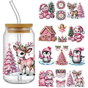 4pcs Christmas Winter Snowman UV DTF Cup Wraps Winter UV DTF Transfer Waterproof Sticker for Glass Cups Furniture Craft DIY Crafts Rub on Transfer Stickers for DIY Water Bottle Laptop Decal Car Sticker Sheets
