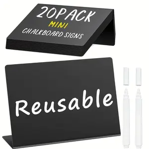 30-Piece Lightweight Mini Acrylic Blackboard Signs Set, Small Black Buffet Labels with Food Display Stands for Wedding, Home Decor Message Boards