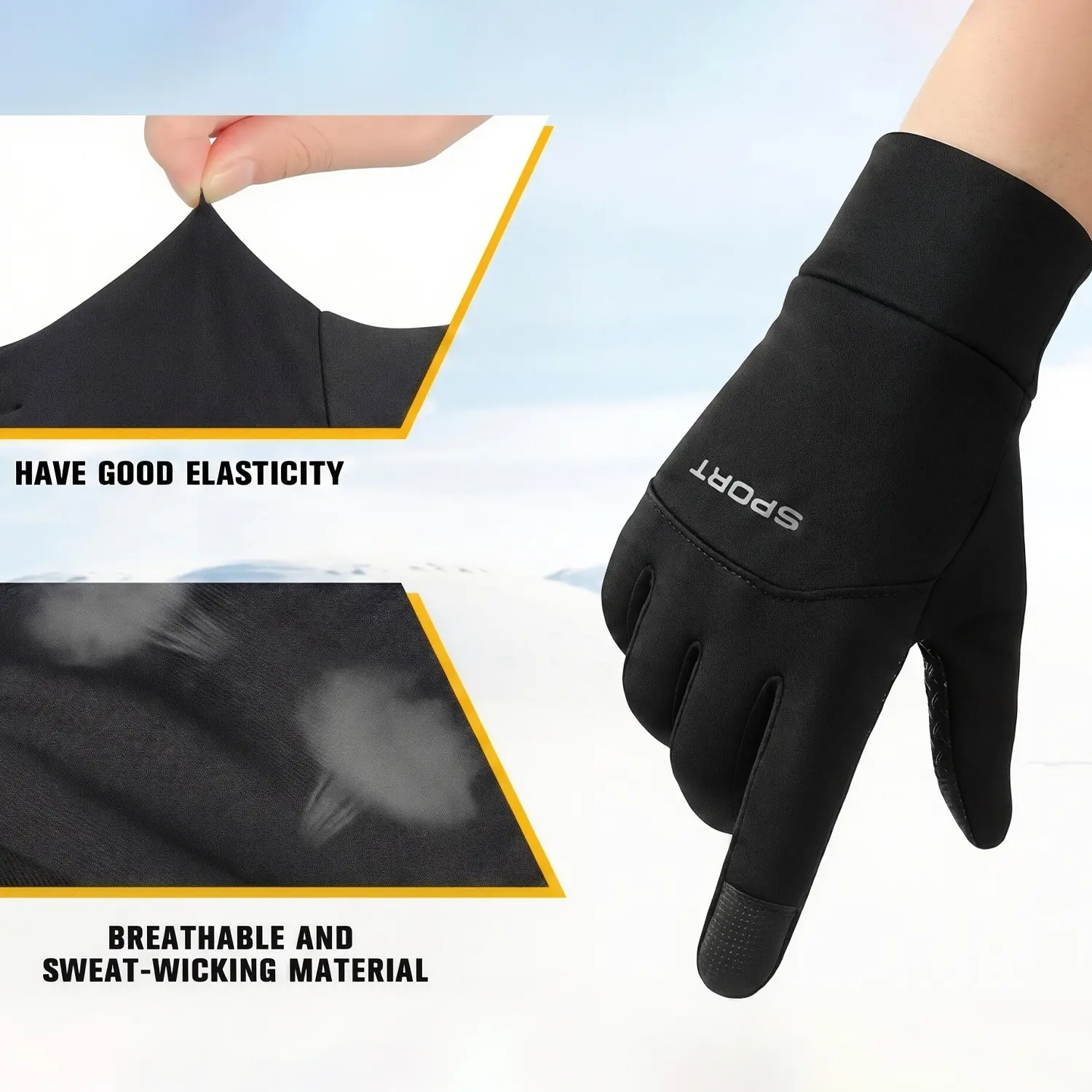 Fleece-Lined Biker Gloves for Men & Women, Windproof Non-Slip Outdoor Sports Gloves with Touchscreen for Running & Cycling