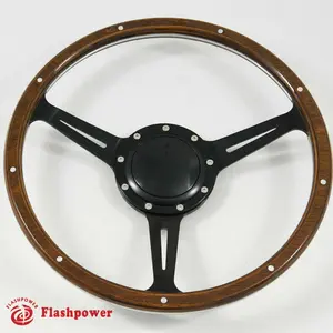 14" Black Wood Steering Wheel Jaguar MG GT MGB Midget W/Horn