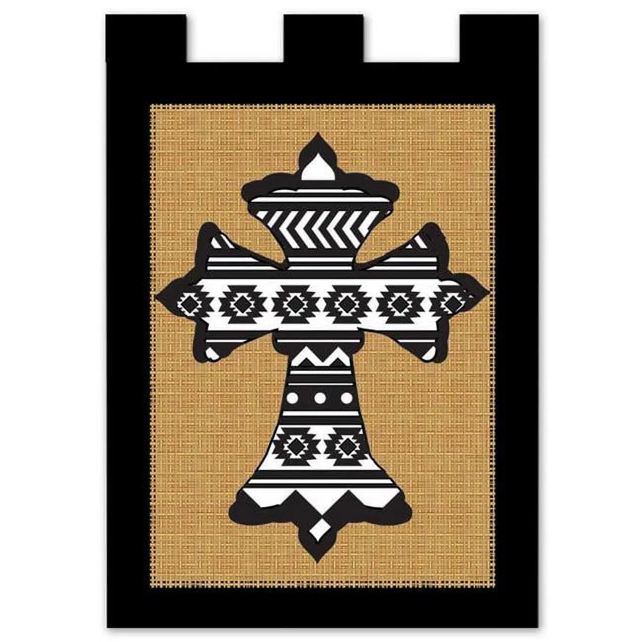 Magnolia Gardens 1815 13 x 18 in. Burlap Aztec Cross Burlap Everyday Garden Flag