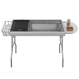 Senmeo Portable Folding BBQ Grill, Stainless Steel Charcoal Smoker, Large Capacity for 5–10 People, Perfect for Camping, Picnic & Backyard Cooking outdoorfun