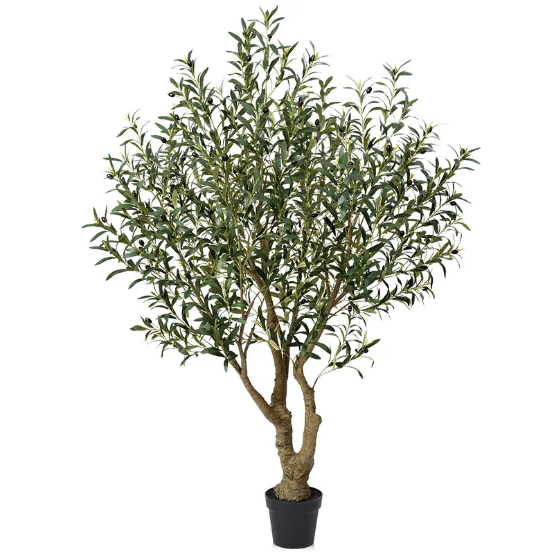 VeriNatural 6/7/8FT UV Resistant Artificial Olive Tree with Black Planter for Indoor & Outdoor (VN138)