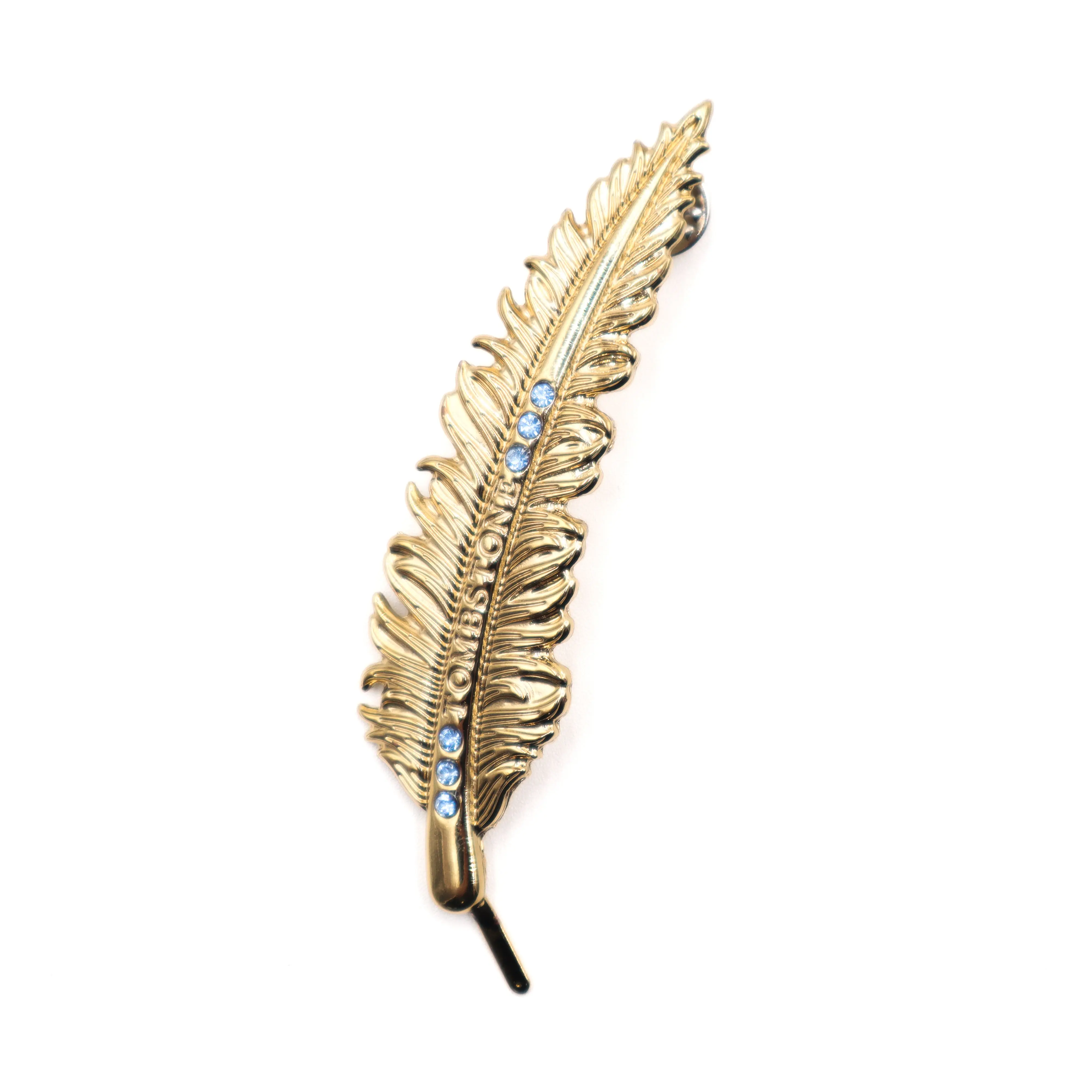 Pluma de Metal Dorada - Piedra Azul