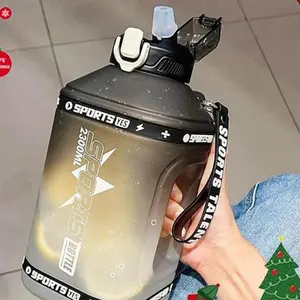 WCW- Portable Sports Bottle with Handle, Large Capacity Tumbler Cups, Frosted Gradient Water Jar with Straw, Water Bottle, Drinking Supplies for Home Office and Outdoor Sports,?Christmas, Christmas Gift