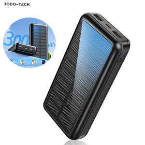 Bodo-Tech 30000mAh Solar power bank，Compact Power Bank with USB-A USB-C Micro Ports External Battery Pack for Mobile Phone Tablets Phone Accessories Travel Gadgets