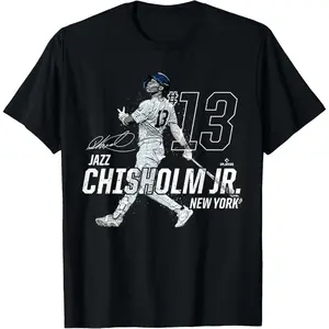 streetwear hip hop tee Dynamic Pose Jazz Chisholm Jr New York Baseball MLBPA T-Shirt