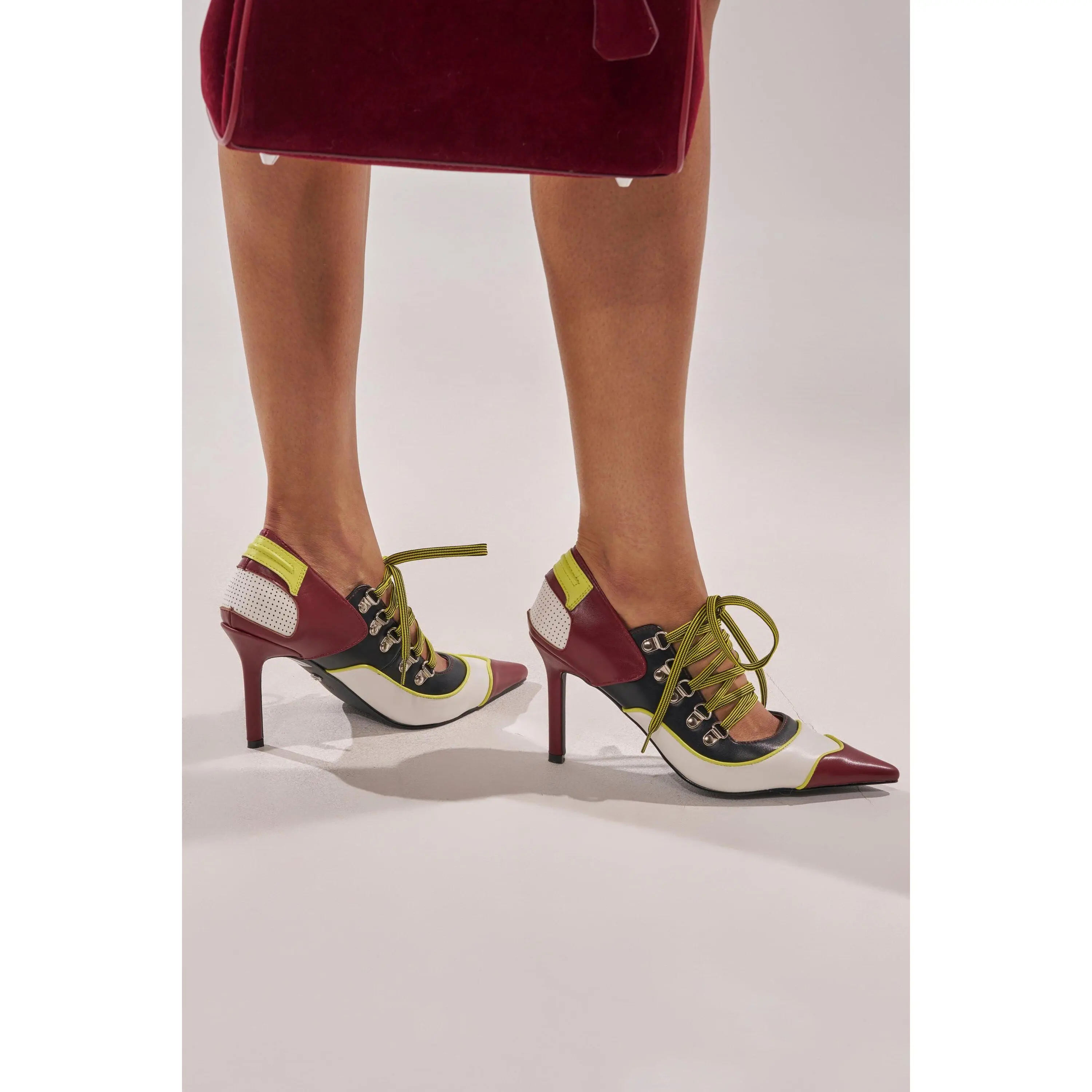 AZALEA WANG BLITZ MULTI COLOR LACE UP STILETTO PUMP AZALEA WANG BLITZ MULTI COLOR LACE UP STILETTO PUMP