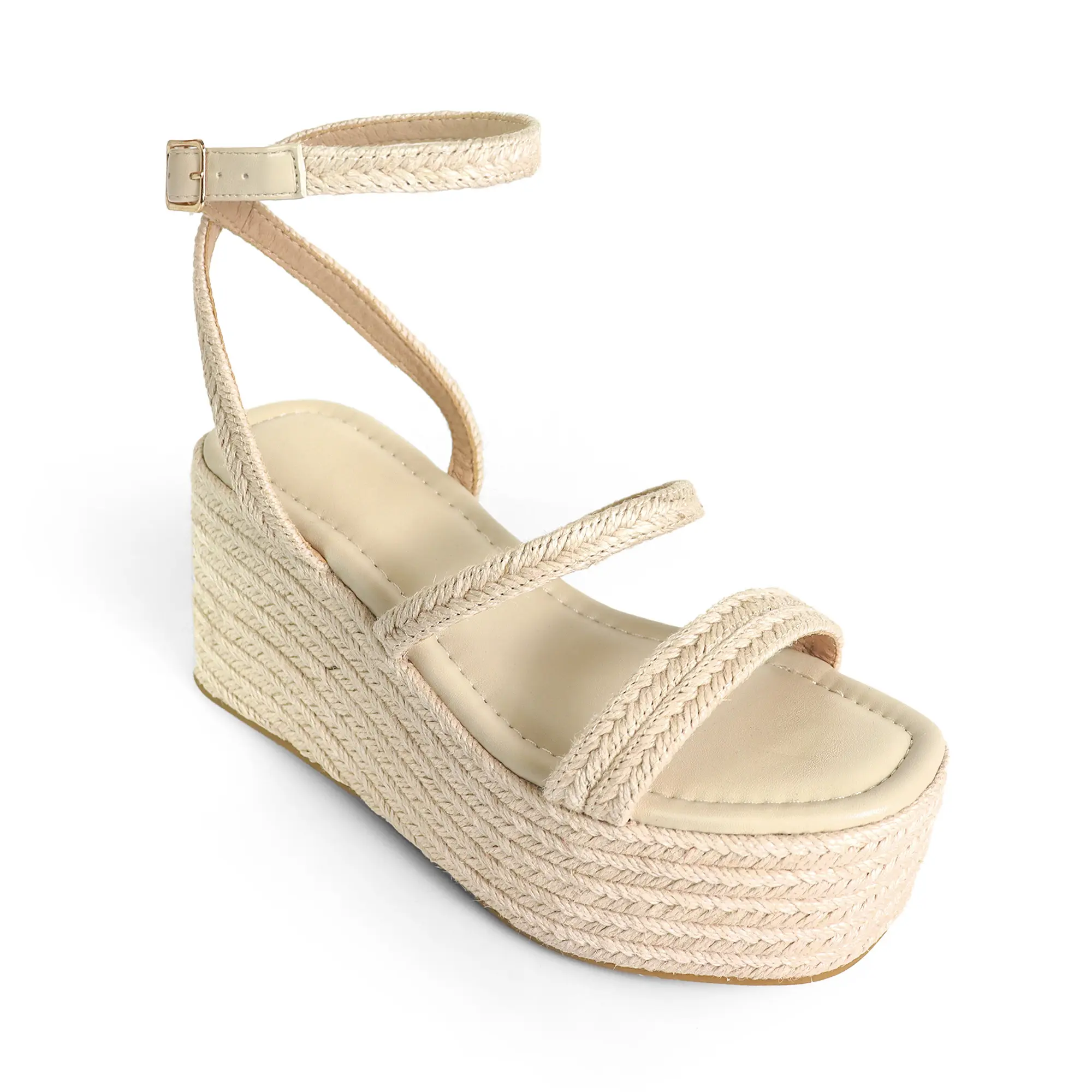 Women's Tan Woven High Platform Espadrille Wedge Sandals - Open-Toe, Adjustable Ankle Buckle, Breathable Mesh, Lightweight Leather, Cozy Casual Sole for Summer Beach Walking, Shoe, Sports Footwear, Walking Shoes slipper dressy occasion