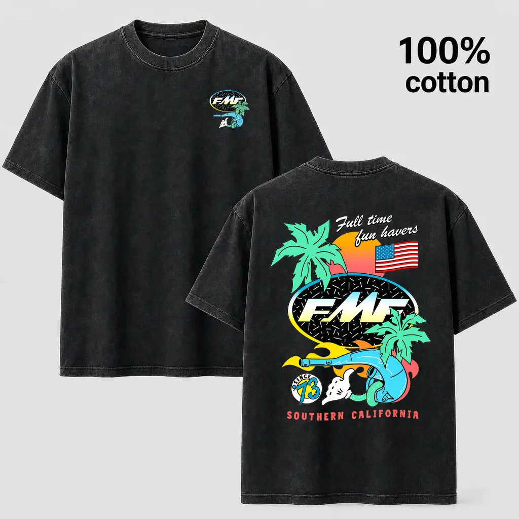 Vintage Washed Graphic T-Shirt - Southern California Palm Tree & Sunset Streetwear Tee