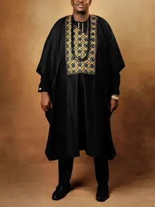 Men's African Style 3-Piece Set, Top Bottom Outer Robe Combo, Trendy New Arrival, Hot Selling Men's Fashion