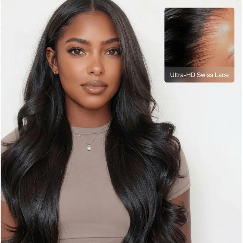 【HD Pro.2.0 Lace Wig Body Wave】 MEGALOOK 13x6 Front Wig With Natural Wavy Black Hair 100% Human Hair No Glue Needed 180%/250% Density With Pull Strings Beginner Friendly Pre-Trimmed Natural Hairline Full Ear To Ear(Live Exclusive)