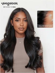 【HD Pro.2.0 Lace Wig Body Wave】 MEGALOOK 13x6 Front Wig With Natural Wavy Black Hair 100% Human Hair No Glue Needed 180%/250% Density With Pull Strings Beginner Friendly Pre-Trimmed Natural Hairline Full Ear To Ear(Live Exclusive)