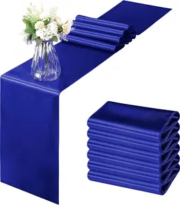 6 Pack Satin Runners 12 x 72 Inch Bright Silky Smooth Satin Table Runners for Birthday Wedding Party Banquets, Royal Blue