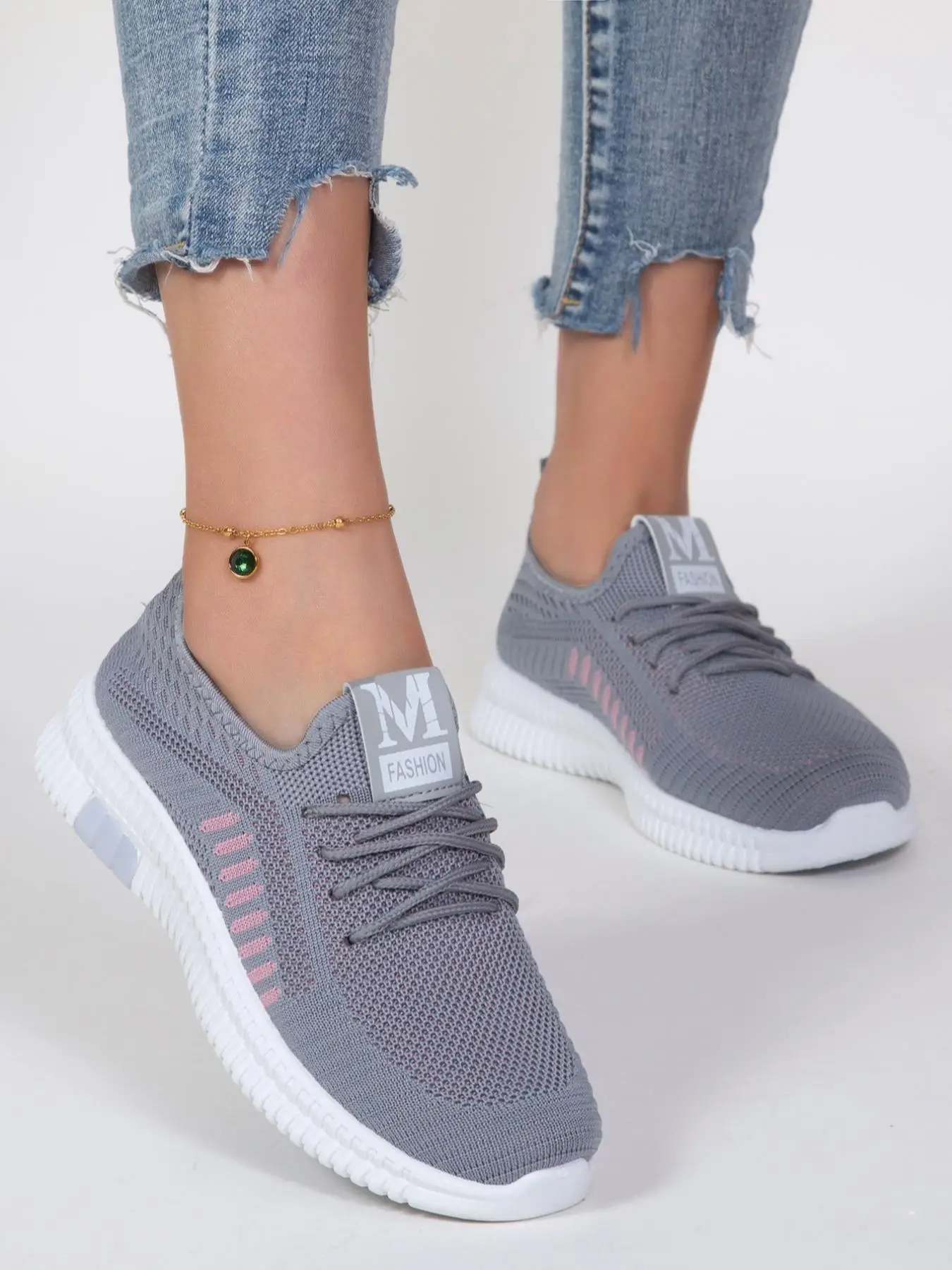 Women's Fashion Plain Lace Up Front Mesh Sneakers, Breathable & Lightweight Running Shoes, Casual Comfortable Sports Shoes for Fall Outfits & Fall Fre