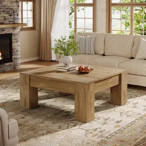 Tribesigns 39-Inch Farmhouse Coffee Table for Living Room, Rustic Wooden Square Table with Sturdy Legs, Easy Assembly Tribesigns 39-Inch Farmhouse Coffee Table for Living Room, Rustic Wooden Square Table with Sturdy Legs, Easy Assembly